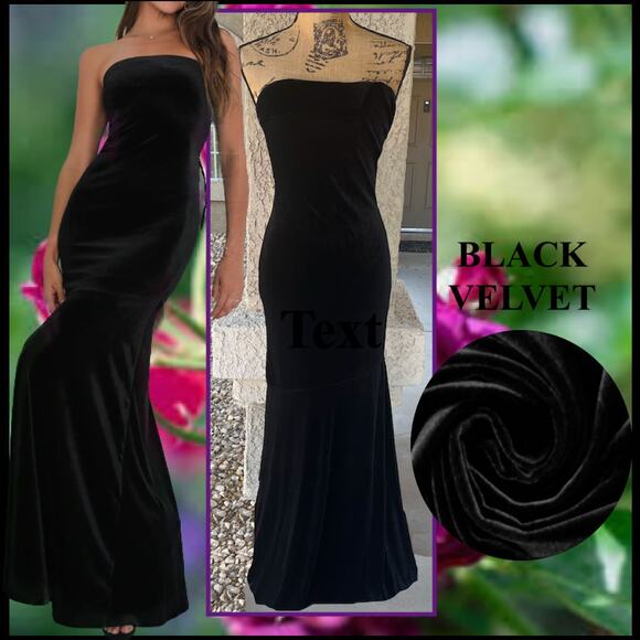 Lulus Mesmerizing Elegance Black Velvet Strapless Backless Maxi Dress Size L - Picture 2 of 7